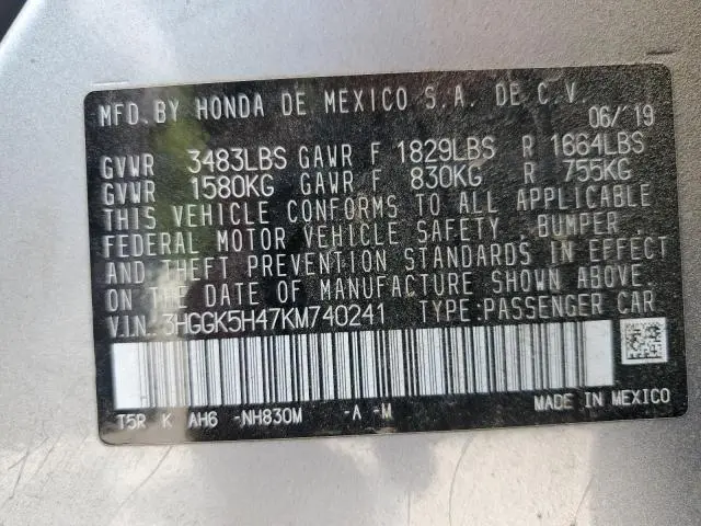 2019 HONDA FIT LX  