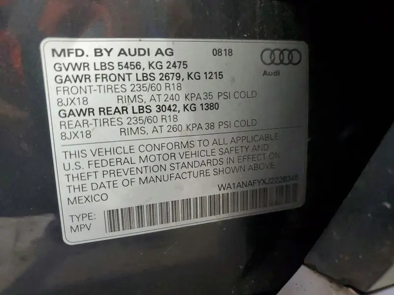 2018 AUDI Q5 PREMIUM  