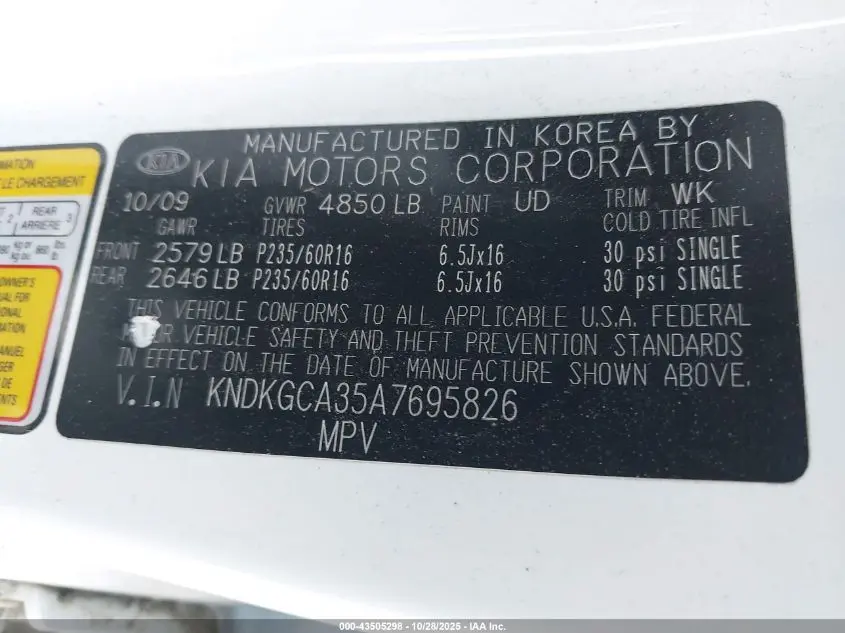 2010 KIA SPORTAGE LX V6