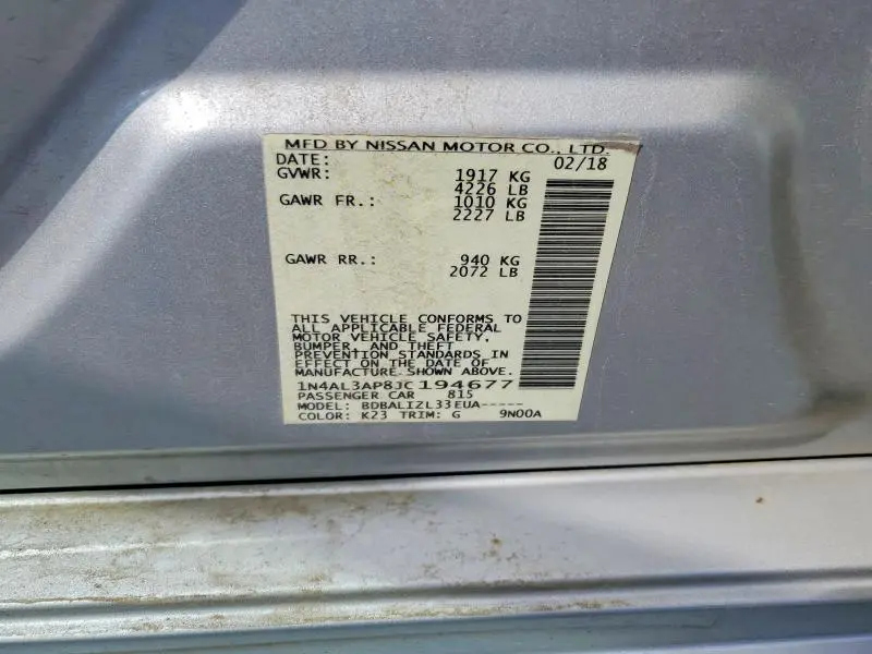 2018 NISSAN ALTIMA 2.5 SV  