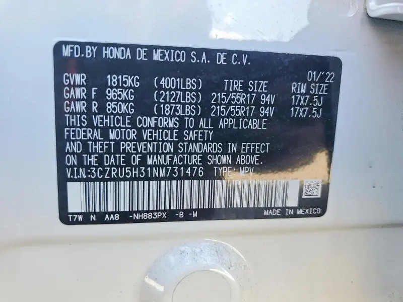2022 HONDA HR-V LX  