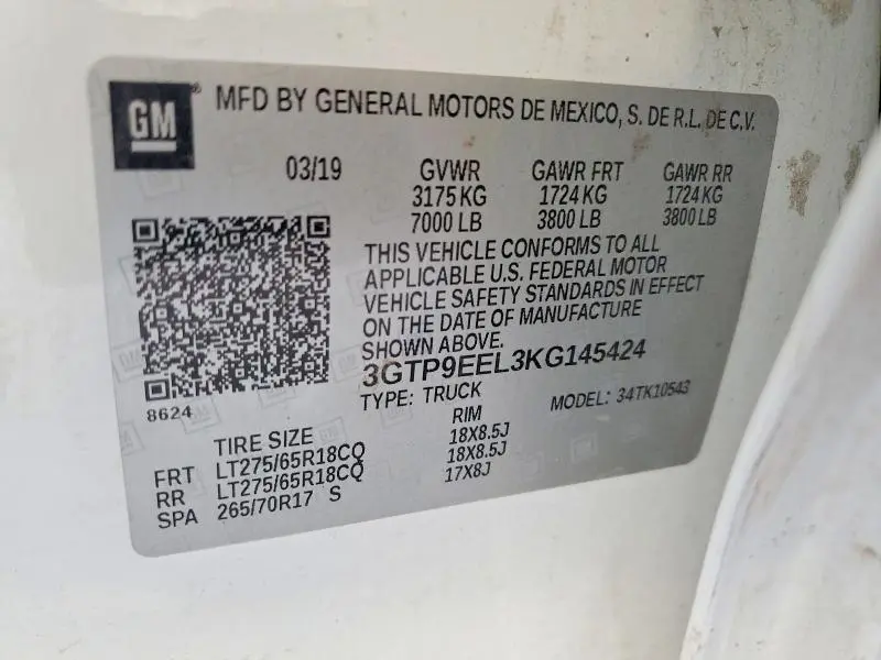 2019 GMC SIERRA K1500 AT4  