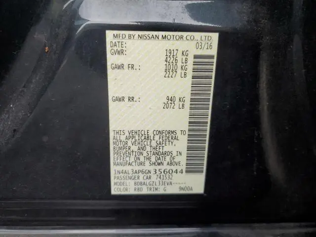 2016 NISSAN ALTIMA 2.5  