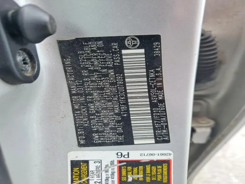 2012 TOYOTA CAMRY LE  