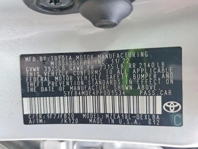 2023 TOYOTA COROLLA LE  