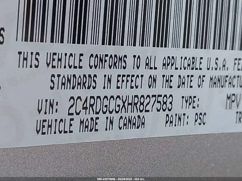 2017 DODGE GRAND CARAVAN SXT