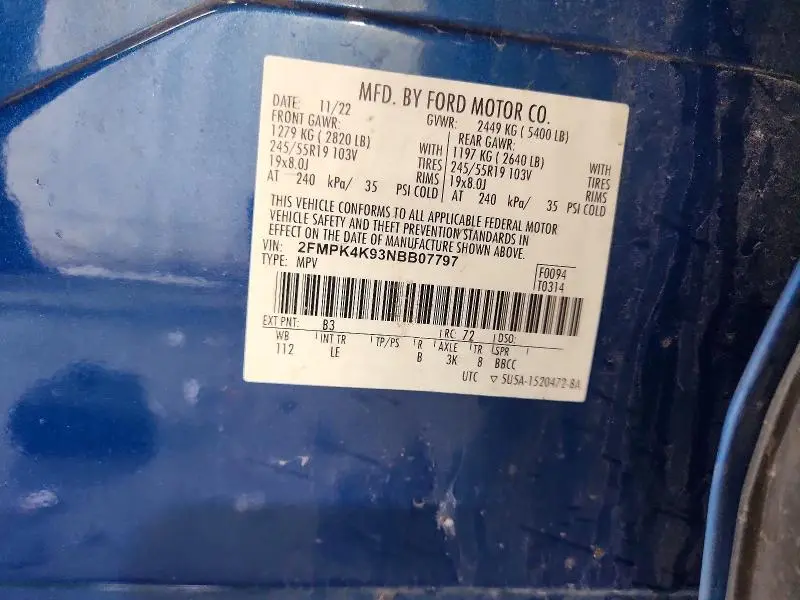 2022 FORD EDGE TITANIUM  