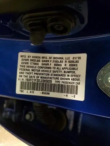 2020 HONDA CIVIC EX  