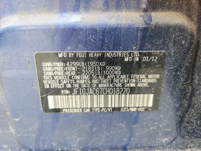 2012 SUBARU IMPREZA PREMIUM  