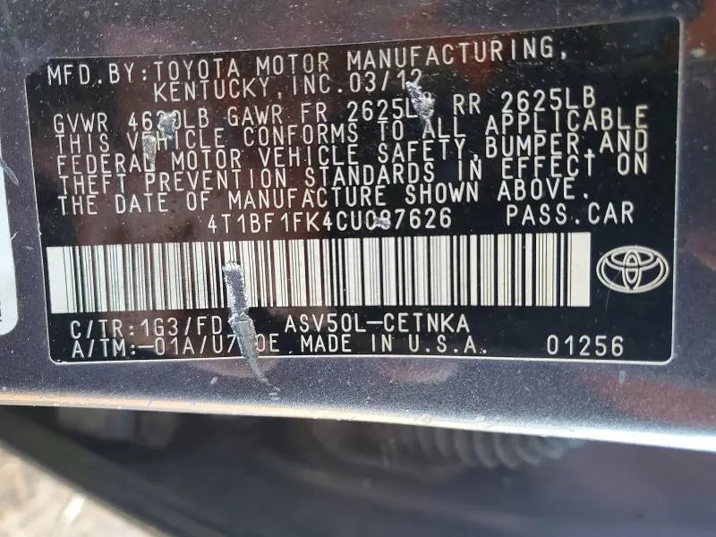 2012 TOYOTA CAMRY LE  