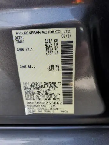 2017 NISSAN ALTIMA 2.5  