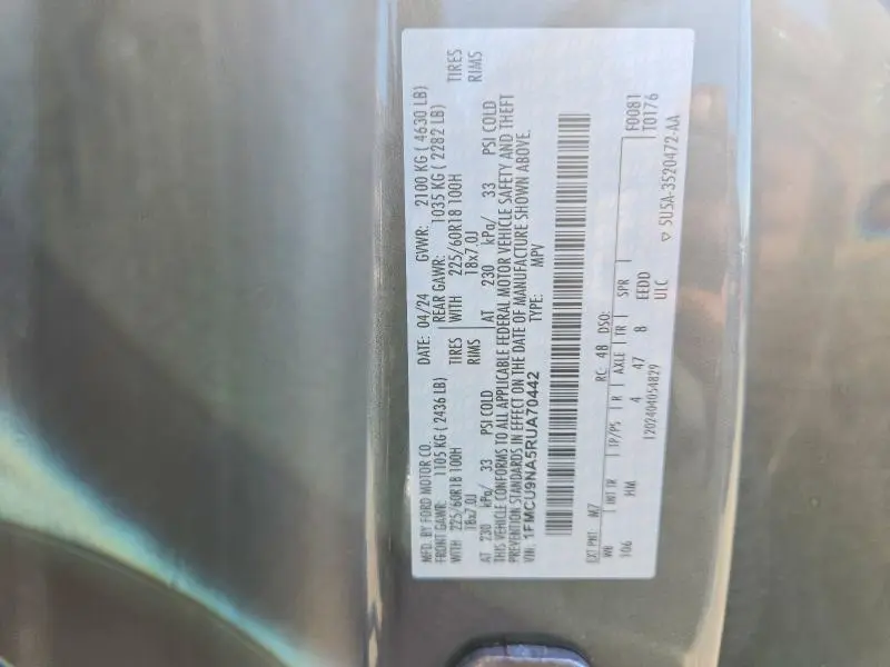 2024 FORD ESCAPE ST LINE SELECT  