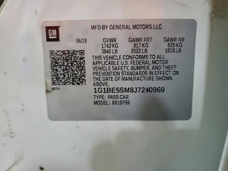 2018 CHEVROLET CRUZE LT  