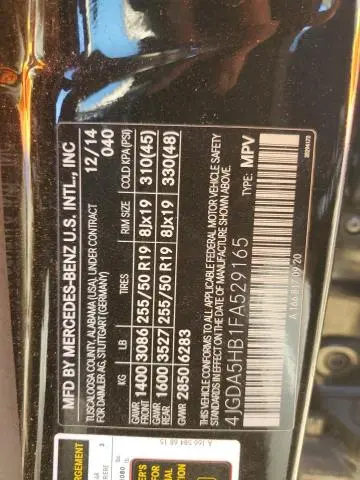 2015 MERCEDES-BENZ ML 350 4MATIC  