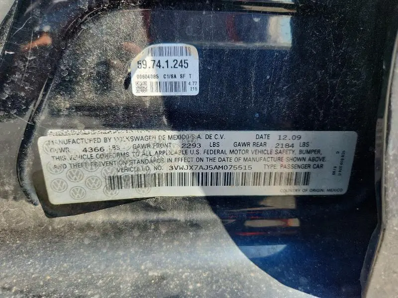 2010 VOLKSWAGEN JETTA S   