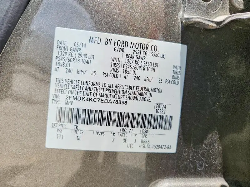 2014 FORD EDGE LIMITED  