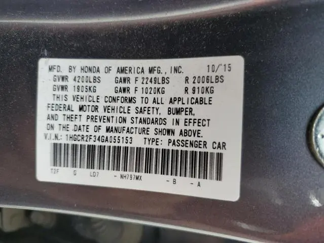 2016 HONDA ACCORD LX  
