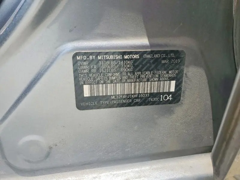 2019 MITSUBISHI MIRAGE G4 SE  