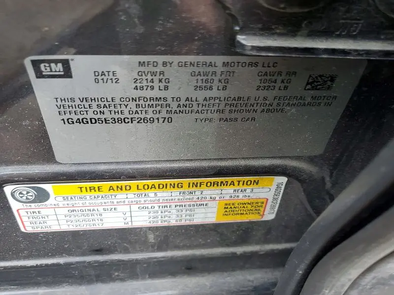 2012 BUICK LACROSSE PREMIUM  