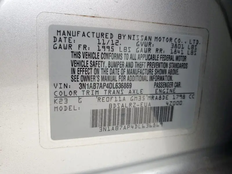 2013 NISSAN SENTRA S  