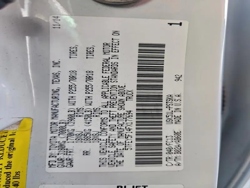 2015 TOYOTA TUNDRA CREWMAX SR5  