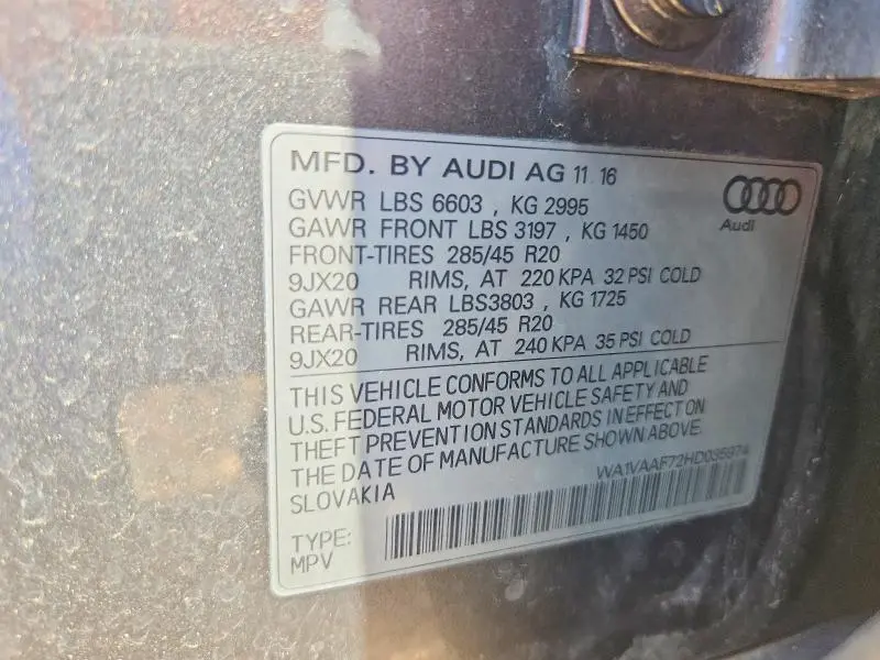 2017 AUDI Q7 PRESTIGE  