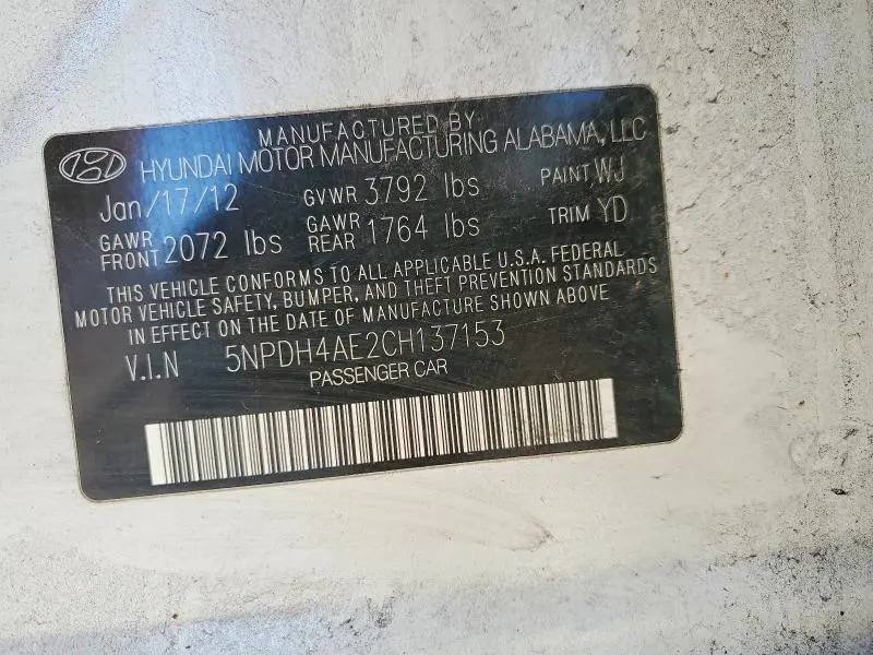 2012 HYUNDAI ELANTRA GLS  