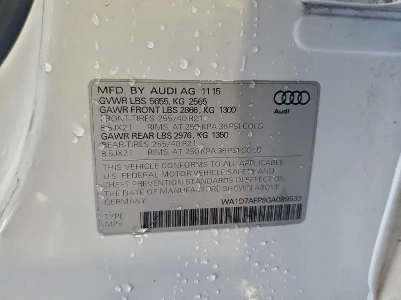 2016 AUDI Q5 PREMIUM PLUS S-LINE  