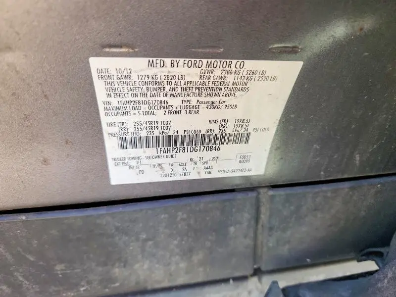 2013 FORD TAURUS LIMITED  