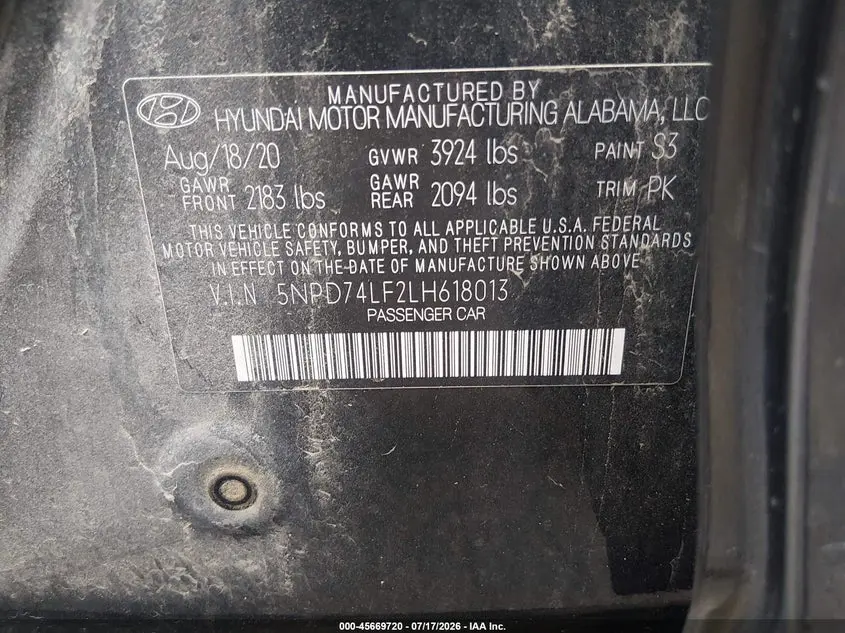 2020 HYUNDAI ELANTRA SE