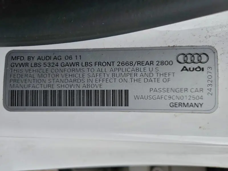 2012 AUDI A7 PRESTIGE  