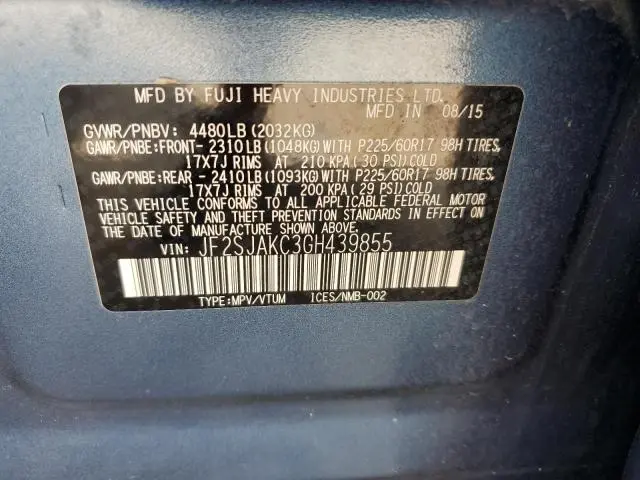 2016 SUBARU FORESTER 2.5I LIMITED  