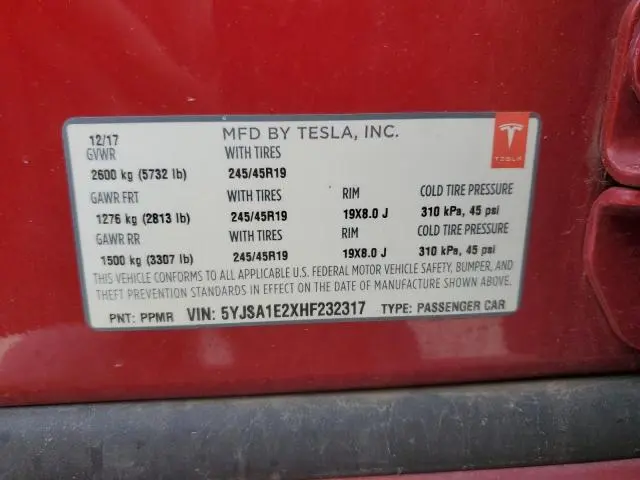 2017 TESLA MODEL S   