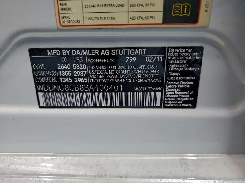 2011 MERCEDES-BENZ S 550 4MATIC  