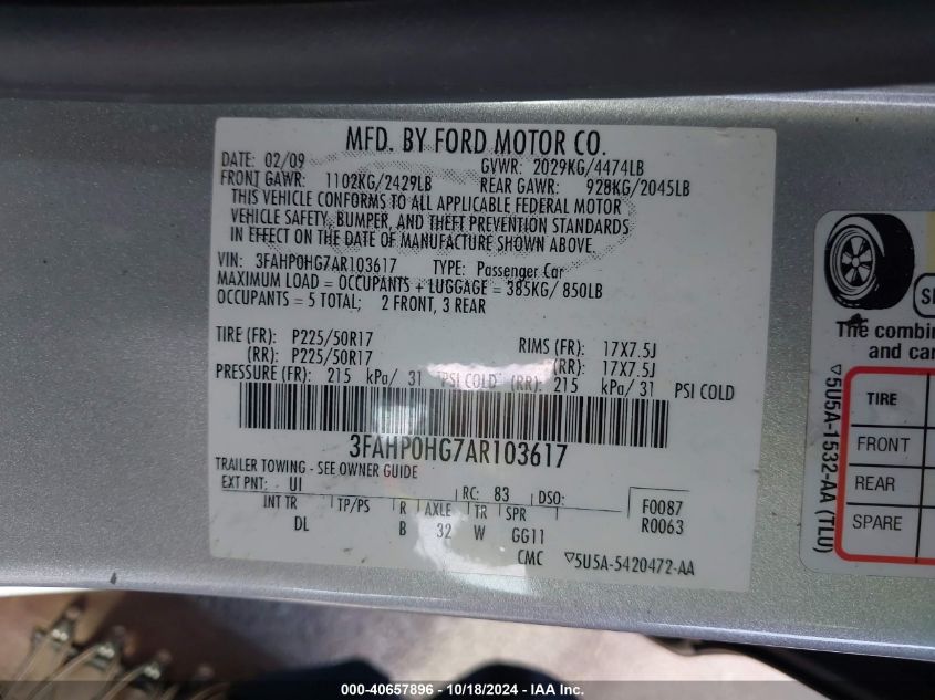 2010 FORD FUSION SE