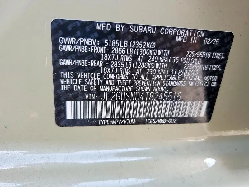 2026 SUBARU CROSSTREK LIMITED  