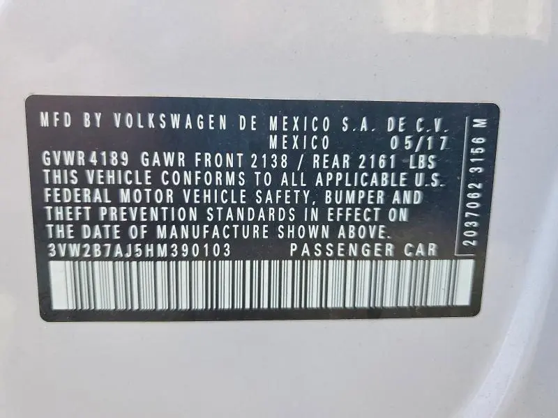 2017 VOLKSWAGEN JETTA S  