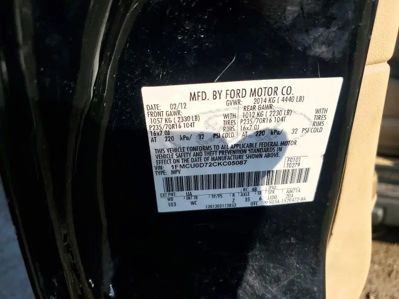2012 FORD ESCAPE XLT  