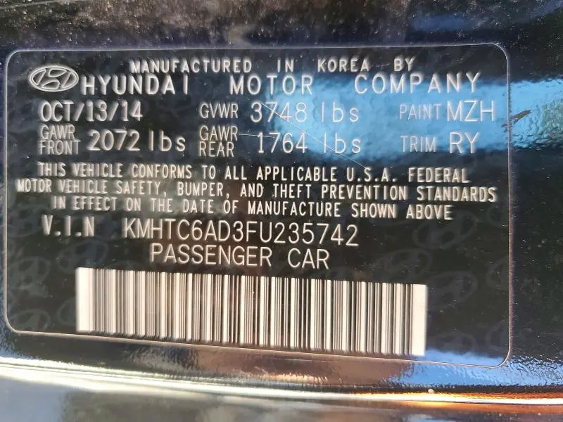 2015 HYUNDAI VELOSTER   