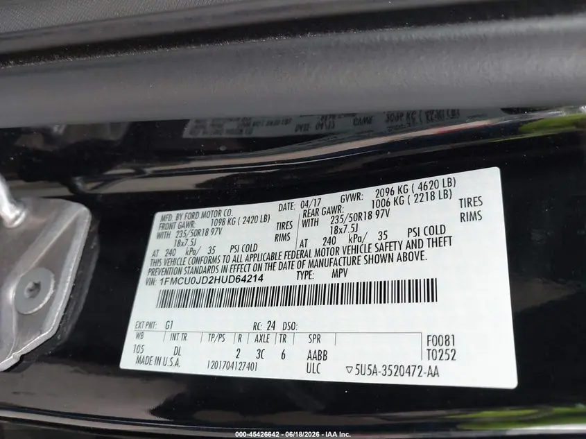 2017 FORD ESCAPE TITANIUM
