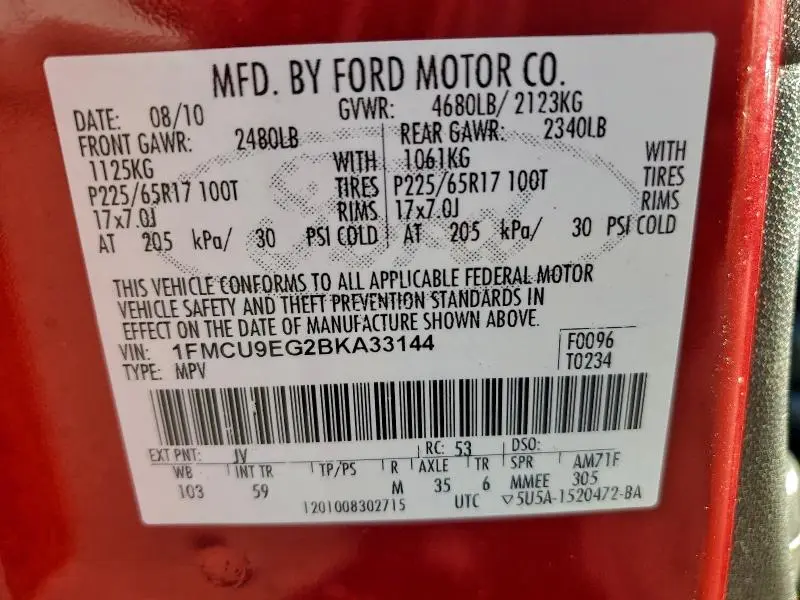 2011 FORD ESCAPE LIMITED  