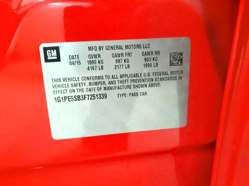 2015 CHEVROLET CRUZE LT  