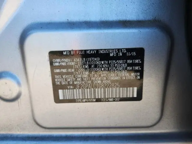 2016 SUBARU CROSSTREK LIMITED  