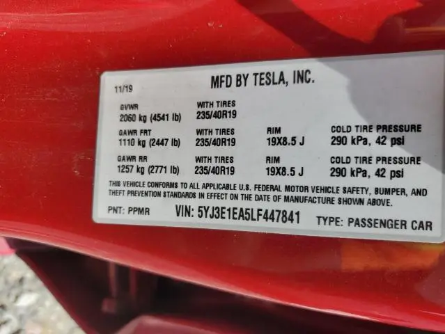 2020 TESLA MODEL 3   