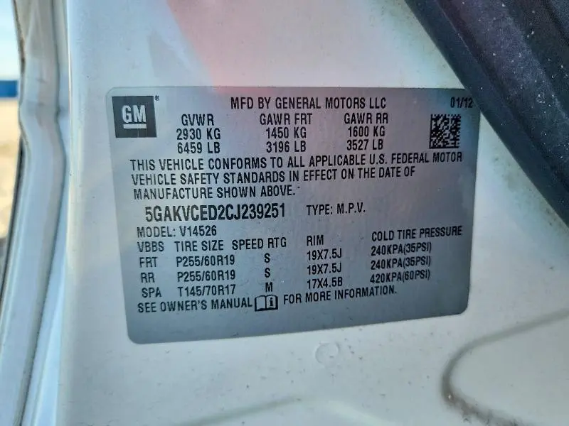 2012 BUICK ENCLAVE   