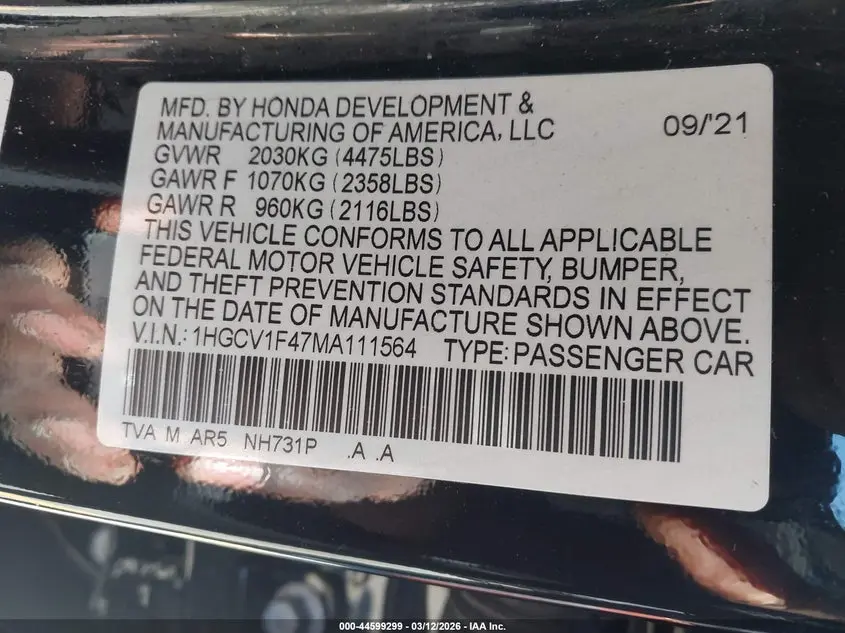 2021 HONDA ACCORD SPORT SPECIAL EDITION