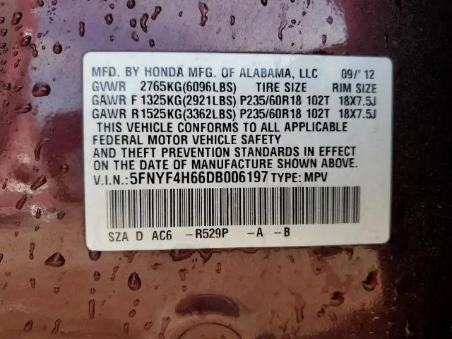 2013 HONDA PILOT EXL  