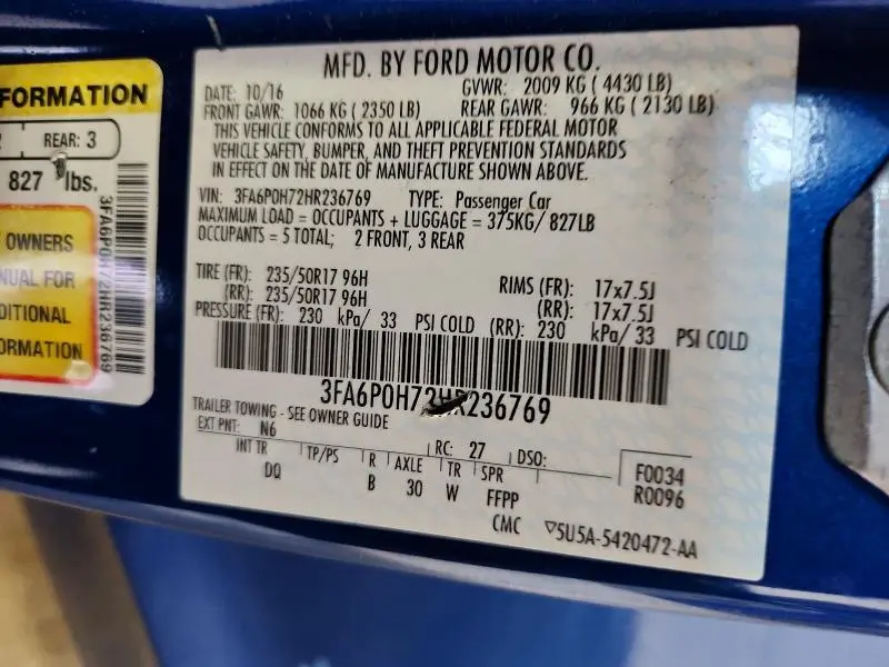 2017 FORD FUSION SE  