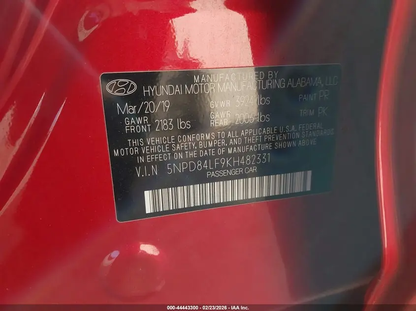 2019 HYUNDAI ELANTRA SEL