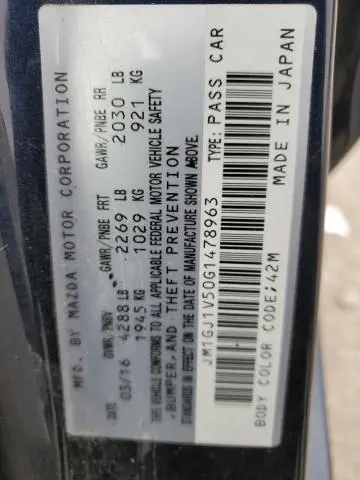 2016 MAZDA 6 TOURING  